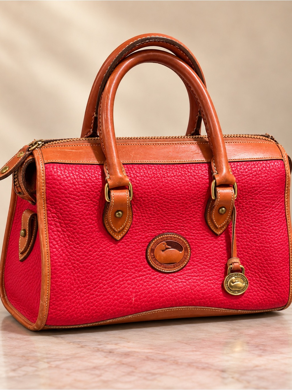 Vintage Dooney & Bourke Red British Tan AWL Leather Satchel USA